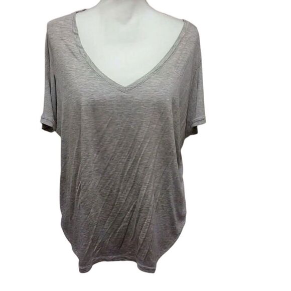 Express women's v neck short sleeved oversized gray t shirt size large - Picture 1 of 6